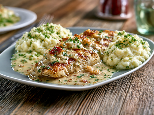 Red Fish Pontchartrain, Shrimp, Crabmeat, Cauliflower Mashed Potatoes