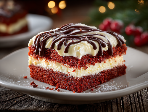 A Red Velvet Holiday Cake Slice - Sweet Saturday
