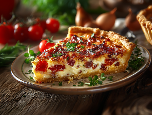 Bacon, Onion, Tomato Quiche