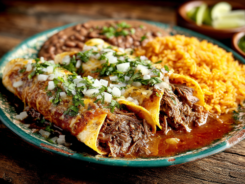 Birria Style Beef Enchilada Dinner