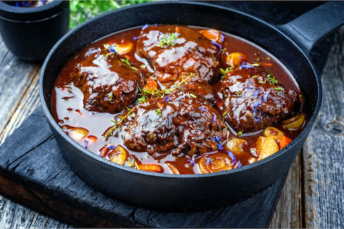 LOW CARB - Braised Beef with Cauliflower Mashed Potatoes & Vegetables