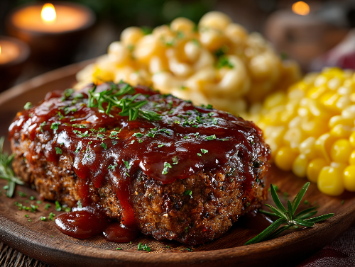 Butchers Reserve Wagyu Meatloaf, Three Cheese Mac, Buttery Corn