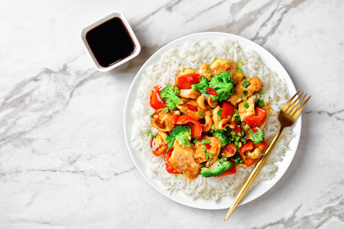 Cashew Chicken, Rice & Veggies