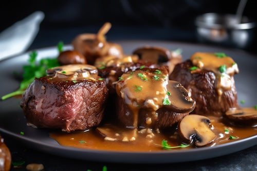 Chateau Filet Mignon Beef Tips, Butter Yukons, Squash Casserole