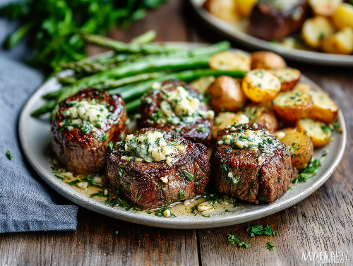 Chefs Reserve Garlic Butter Steak Bites, Rustic Potatoes, Fresh Green Veggies - NEW