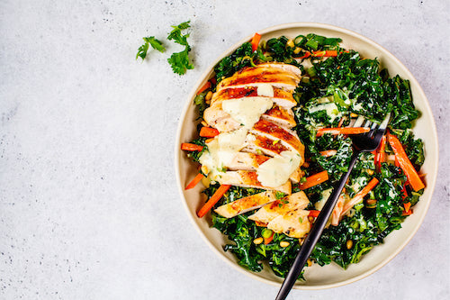 Champagne Chicken, Roasted Root Veggies, and Kale
