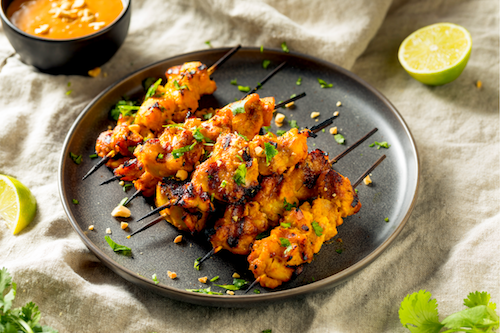 Chicken Satay, Rice Noodles, Peanut Sauce