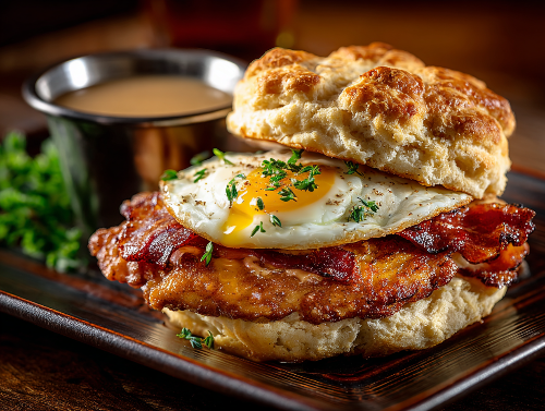 Chicken Egg Bacon Biscuit with Country Gravy - NEW