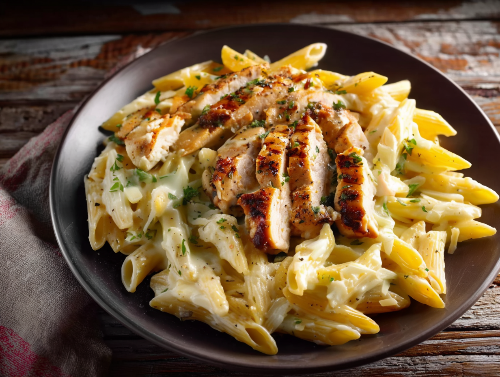 Chicken Penne in a Light Lemon, Wine EVOO Sauce