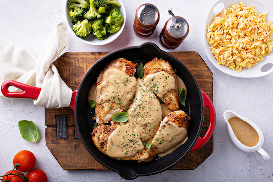 Honey Lemon Dijon Chicken over Rice Pilaf and Broccoli