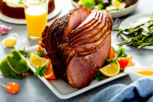 Apricot Glazed Ham, Green Bean Casserole, Mac and Cheese