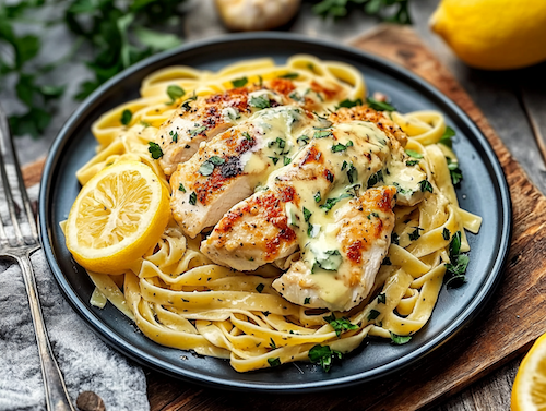 Perfect Chicken Piccata, Angel Hair, Veggies