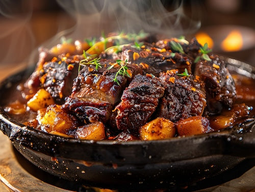 Farmhouse Harvest Pot Roast, Sweet Potatoes, Caramelized Carrots and Onions