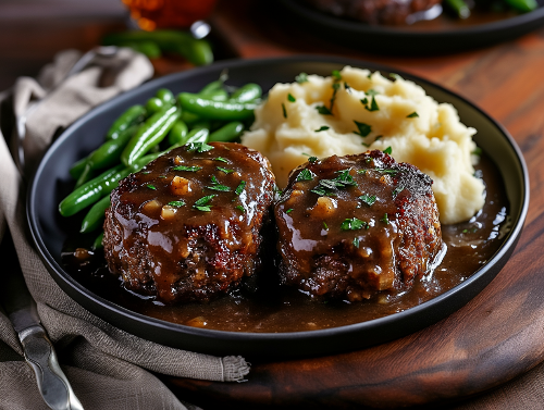 Down Home Meatloaf Dinner, Comfort Potatoes, Slow-Cooked Green Beans