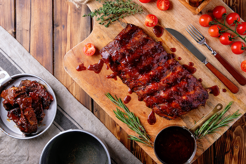 Smoked St. Louis Ribs, Roasted Maple Bacon Brussel Sprouts