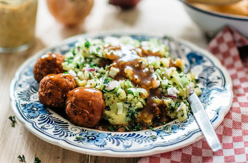 Garlic Brown Butter Meatballs with Cauliflower - Lower Carb
