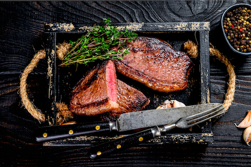 Grilled Steak Picanha, Au Gratin Potatoes, Veggies