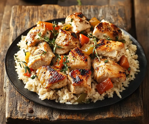 Grilled Chicken, Vegetables, Rice Pilaf