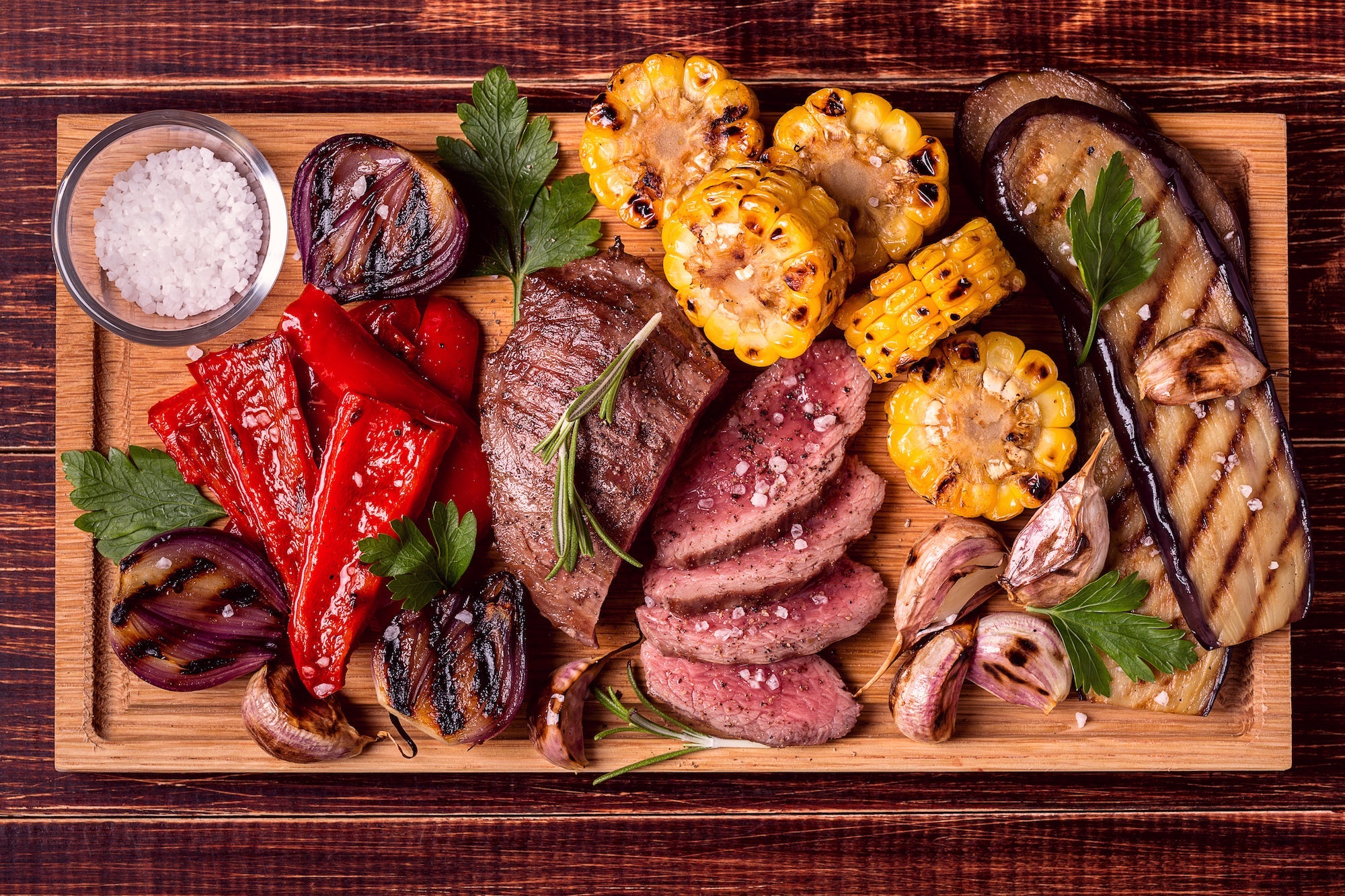 Grilled Marinated Steak and Vegetables - Low Carb