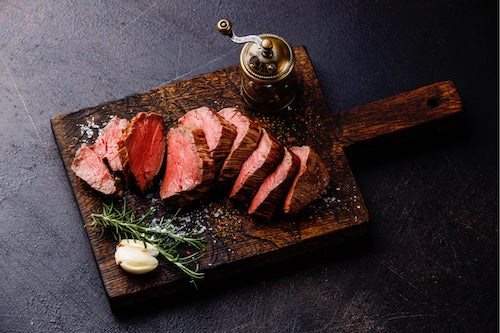 Herb-Encrusted Beef Tenderloin, Veggies, Au Gratin Potatoes