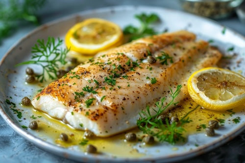 Lemon Caper Red Fish, Buttered Penne, Green Beans - New