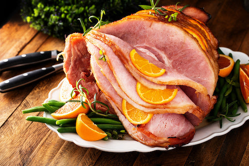 Maple-Bourbon Ham, Mac & Cheese, Citrus Glazed Green Beans