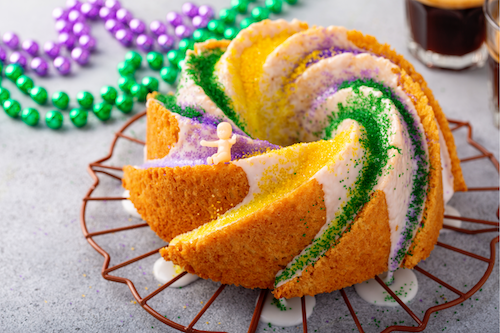 Mardi Gras Butter King Bundt Cake