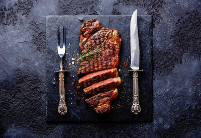 NY Strip Steak, Loaded Baked Potato, Chili Glaze Green Beans