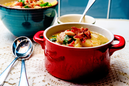 Northern White Bean, Bacon, and Sausage  Soup