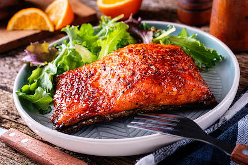 Orange & Ginger Glazed Salmon with Sautéed Vegetables