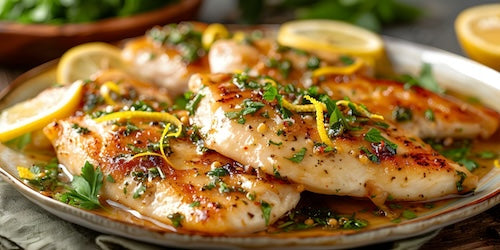 Pan Griddled Lemon Garlic Chicken Piccata & Pasta