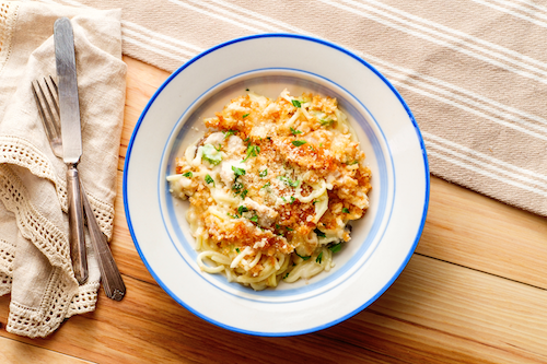 Panko Crusted Chicken Alfredo