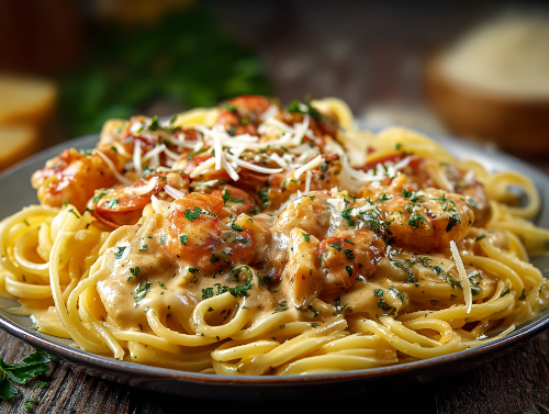 Parmesan Creamy Shrimp Spaghetti - NEW