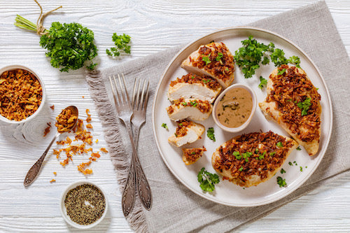 Pecan Crusted Chicken in Bourbon-Maple Cream Sauce - NEW