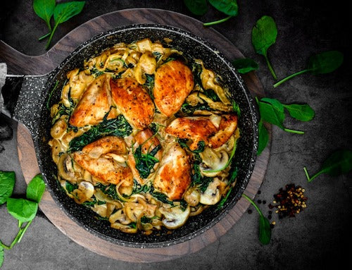Portabello Mushroom Chicken, Spinach Saute, Angel Hair Pasta - NEW