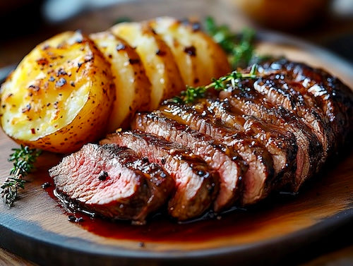 Rancher's Steak, Hasselback Potatoes & Cream Corn