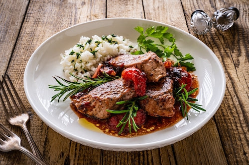 Rosemary Garlic Pork Tenderloin, Parsley Buttered Rice