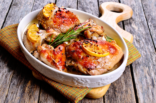 Wine-Braised Chicken with Shallots and Pancetta, Potatoes, Veggies - New