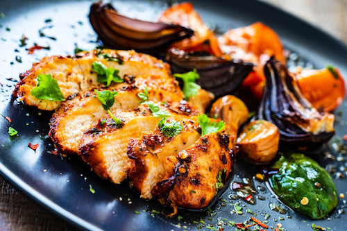 Sheet Pan Chicken, Yukon Gold Potatoes, Jammy Pancetta Tomatoes
