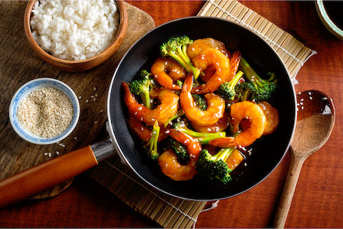 Shrimp Stir Fry, Broccoli, Rice