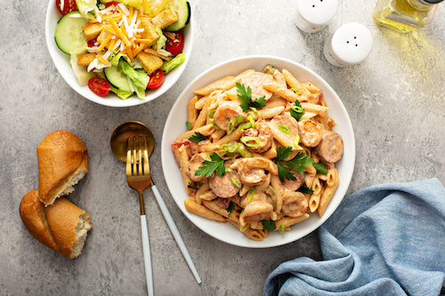 Shrimp, Chicken, Sausage Alfredo