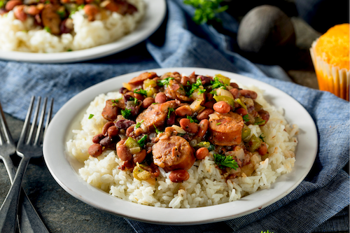 Southern Red Beans and Rice, Collard Greens, Cornbread