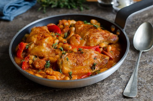 Spanish Chicken, Cannellini Bean Chili and Rice