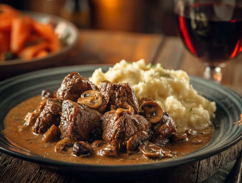 Steak Diane with Garlic Mash Potatoes