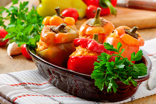 Stuffed Peppers With Rotisserie Chicken, Corn and Black Beans - NEW
