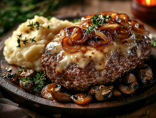 Swiss Melt Meatloaf, Mash Potatoes, Sauteed Mushrooms