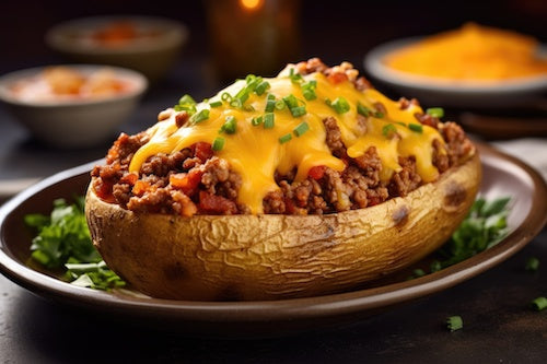 Taco Loaded Beef Potatoes