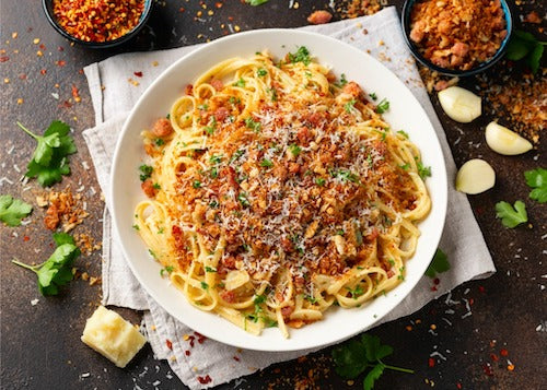 Toasted Breadcrumb Bacon Spaghetti