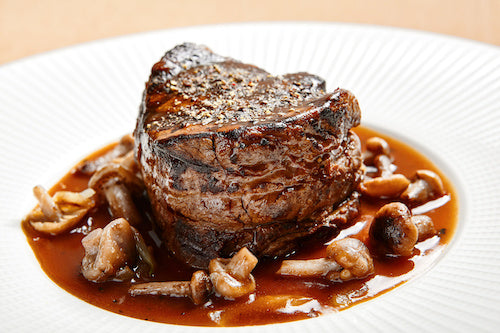 Truffle and Trumpet Mushroom Steak, Whiskey Smoked Onions, Potatoes, Broccoli - NEW