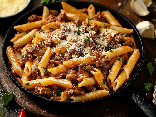 Tuscan Beefy Pasta Bake